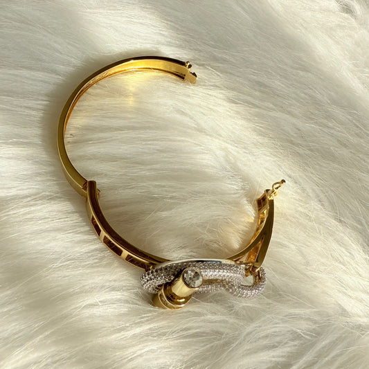 Bracelet - new shape gold bangle with big zircon stones
