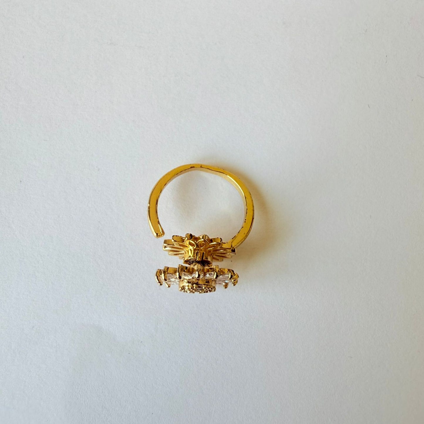 Ring - Gold-plated ring free size zircon flower