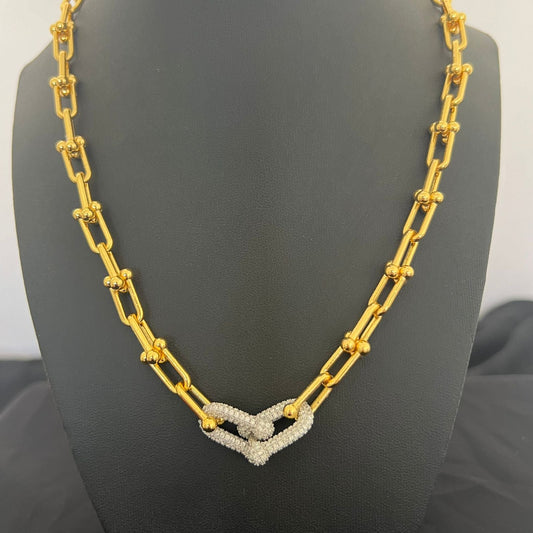 Necklace - Gold trend zircon chains