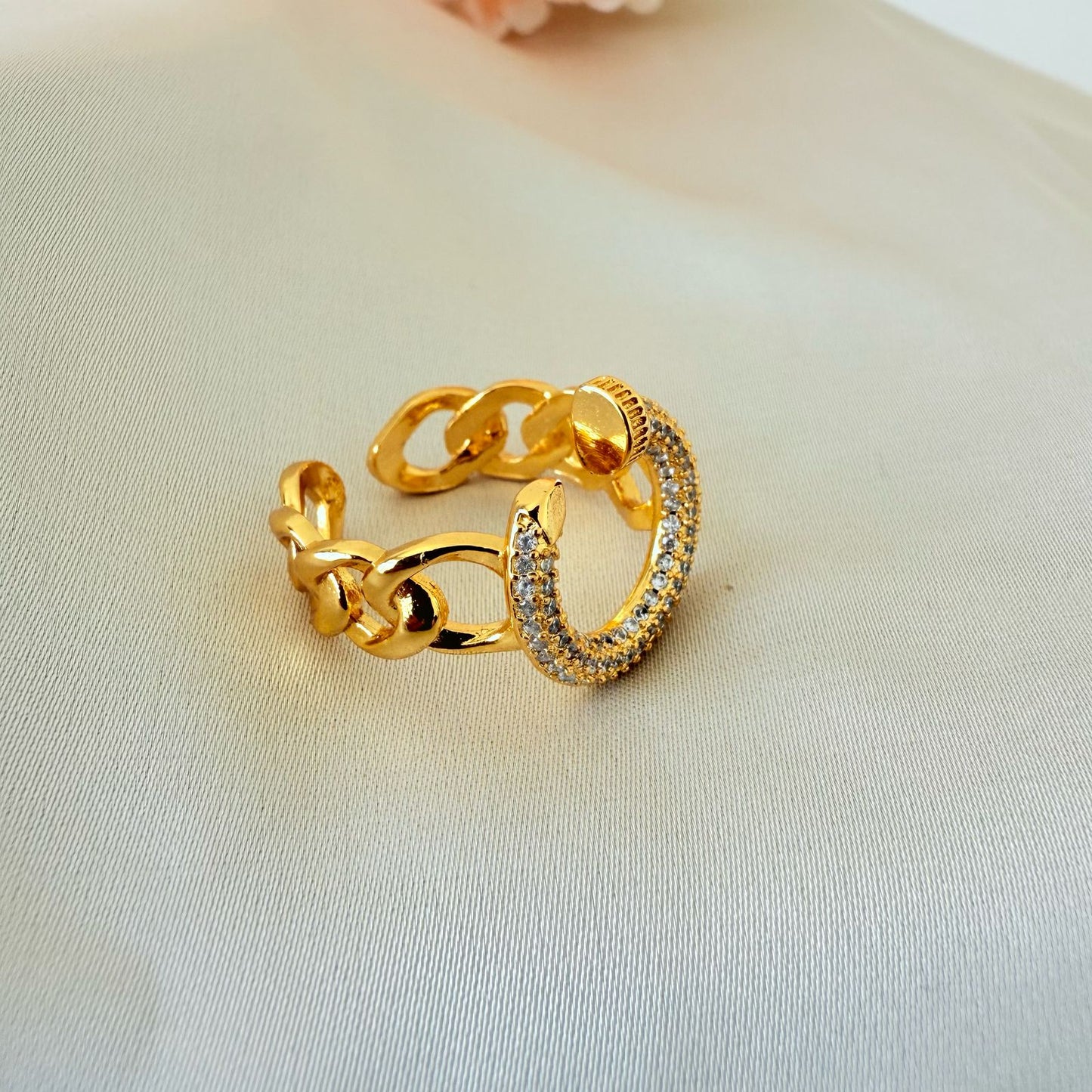 Ring - ring free size zircon nail
