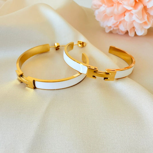 Stainless steel - Earrings open circle white