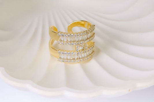 Ring - ring free size zircon white stones
