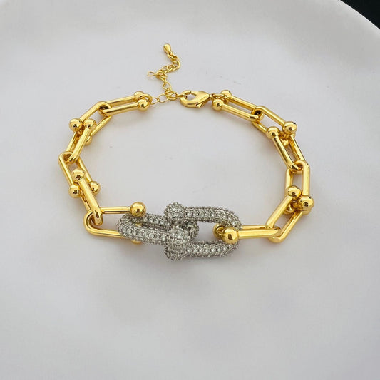 Bracelet - Gold trend zircon chains