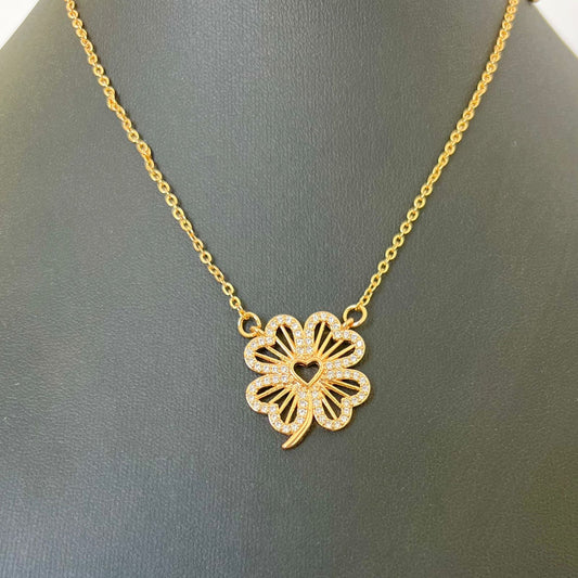 Necklace - Gold zircon flower